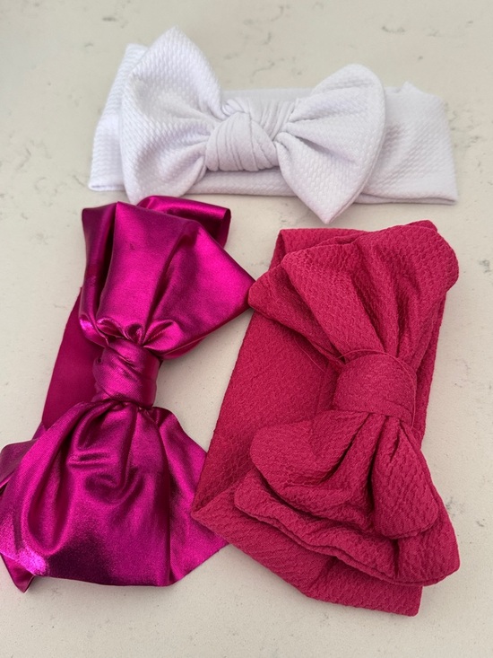 Other - Girls Stretch Bow Headband Set - White, Magenta & Hot Pink
